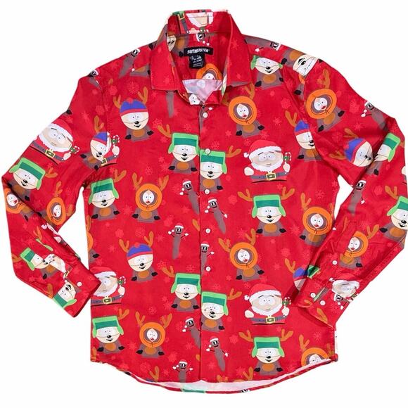 South Park AOP Suitmeister Christmas Long Sleeve Button Up Shirt Men’s Large - Picture 2 of 13